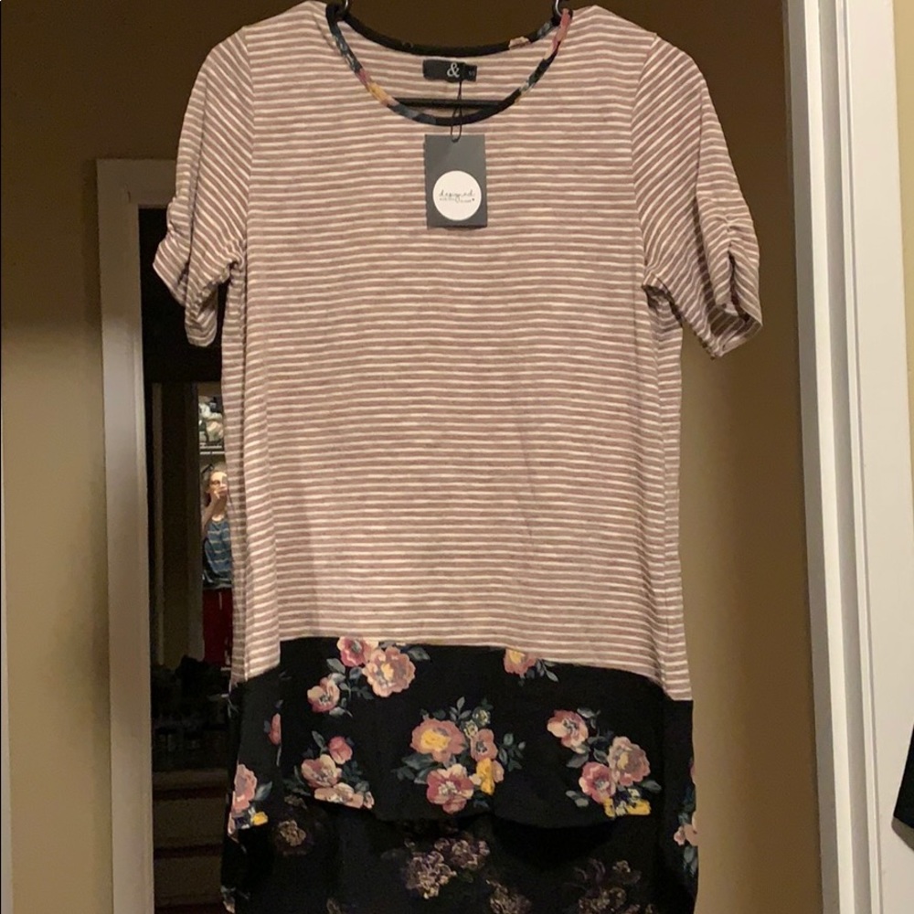 Floral and stripe tunic